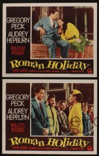 5g784 ROMAN HOLIDAY 4 LCs '53 Gregory Peck, beautiful Audrey Hepburn, directed by William Wyler!