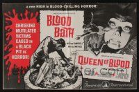 5h499 BLOOD BATH/QUEEN OF BLOOD pressbook '66 a new high in blood-chilling horror!