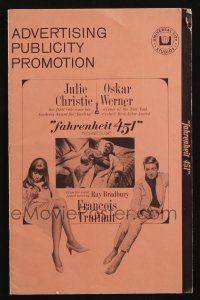5h605 FAHRENHEIT 451 pressbook '67 Francois Truffaut, Julie Christie, Oskar Werner, Ray Bradbury!