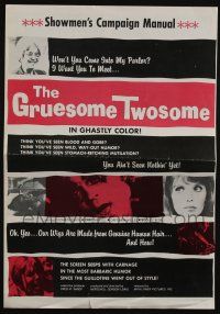 5h655 GRUESOME TWOSOME pressbook '67 Herschell G. Lewis, the screen seeps with carnage!
