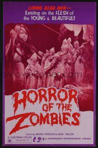 5h678 HORROR OF THE ZOMBIES pressbook '76 dead men existing on the flesh of the young & beautiful!