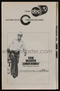 5h721 JUNIOR BONNER pressbook '72 full-length rodeo cowboy Steve McQueen carrying saddle!