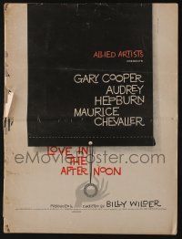 5h763 LOVE IN THE AFTERNOON pressbook '57 Gary Cooper, Audrey Hepburn, cover art by Saul Bass!