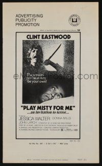 5h842 PLAY MISTY FOR ME pressbook '71 Clint Eastwood, Jessica Walter, an invitation to terror!