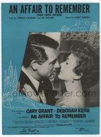 5h171 AFFAIR TO REMEMBER sheet music '57 Cary Grant about to kiss Deborah Kerr, Our Love Affair!