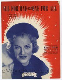 5h174 ALL FOR ONE & ONE FOR ALL sheet music '41 featured by Gracie Fields, who is pictured!