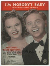 5h177 ANDY HARDY MEETS DEBUTANTE sheet music '40 Mickey Rooney, Judy Garland, I'm Nobody's Baby!