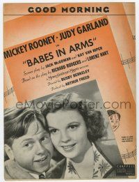 5h182 BABES IN ARMS sheet music '39 Mickey Rooney, Judy Garland, Good Morning!