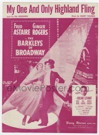5h184 BARKLEYS OF BROADWAY sheet music '49 Astaire & Rogers, My One And Only Highland Fling!