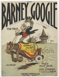 5h185 BARNEY GOOGLE sheet music 1923 Fox Trot, great comic strip cartoon artwork by Billy DeBeck!