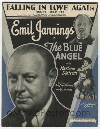 5h190 BLUE ANGEL sheet music '30 Emil Jannings & sexy Marlene Dietrich, Falling In Love Again!