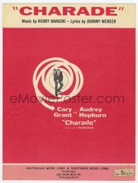 5h206 CHARADE sheet music '63 Cary Grant & Audrey Hepburn, the title song by Henry Mancini!