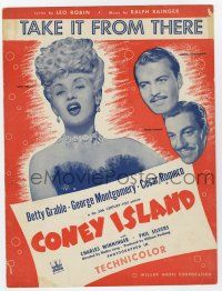 5h212 CONEY ISLAND sheet music '43 sexy Betty Grable, Montgomery, Romero, Take It From There!