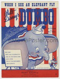 5h227 DUMBO sheet music '41 Walt Disney cartoon classic, When I See An Elephant Fly!