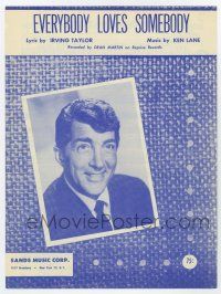 5h230 EVERYBODY LOVES SOMEBODY sheet music '58 great smiling portrait of Dean Martin!
