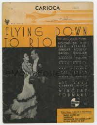 5h234 FLYING DOWN TO RIO sheet music '33 sexy Dolores Del Rio & Fred Astaire dancing, Carioca!