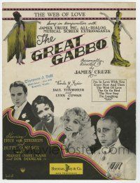 5h259 GREAT GABBO sheet music '29 Erich von Stroheim with monocle, Betty Compson, The Web of Love!