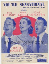 5h269 HIGH SOCIETY sheet music '56 Frank Sinatra, Bing Crosby, Grace Kelly, You're Sensational!