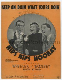 5h272 HIPS HIPS HOORAY sheet music '34 Wheeler & Woolsey, Etting, Keep On Doin' What You're Doin'!