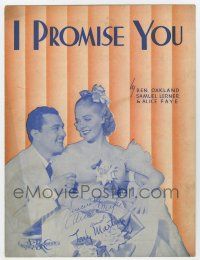 5h278 I PROMISE YOU sheet music '38 words and music by Ben Oakland, Samuel Lerner and Alice Faye!