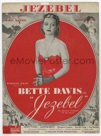 5h286 JEZEBEL sheet music '38 great image of Bette Davis, William Wyler, the title song!