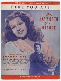5h319 MY GAL SAL sheet music '42 sexy Rita Hayworth & Victor Mature, Here You Are!