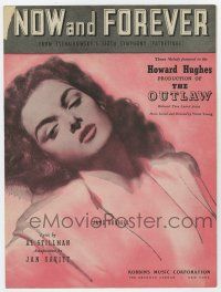 5h332 OUTLAW sheet music '46 art of sexy Jane Russell, Howard Hughes, Now and Forever!