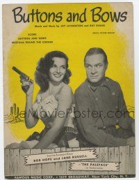 5h333 PALEFACE sheet music '48 Bob Hope & sexy Jane Russell with pistol, Buttons and Bows!