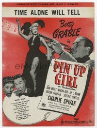 5h336 PIN UP GIRL sheet music '44 Betty Grable, Joe E. Brown, Martha Raye, Time Alone Will Tell!