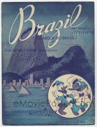 5h363 SALUDOS AMIGOS sheet music '43 Disney cartoon, Donald Duck & Joe Carioca sing Brazil!