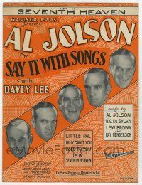 5h367 SAY IT WITH SONGS sheet music '29 five great images of Al Jolson, I'm In Seventh Heaven!