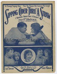 5h377 SIPPING CIDER THRU' A STRAW sheet music '19 three great images of Roscoe Fatty Arbuckle!