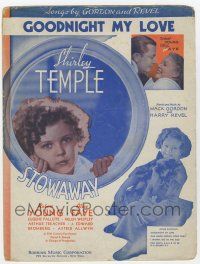 5h400 STOWAWAY sheet music '36 Shirley Temple with cute dog, Goodnight My Love!