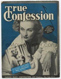 5h425 TRUE CONFESSION sheet music '37 c/u of Carole Lombard, Fred MacMurray, the title song!