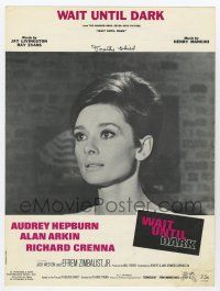 5h434 WAIT UNTIL DARK sheet music '67 blind Audrey Hepburn, the title song by Henry Mancini!