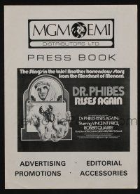 5h586 DR. PHIBES RISES AGAIN English pressbook '72 Vincent Price in another horrendous story!