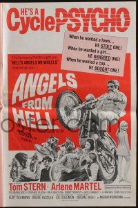 5h466 ANGELS FROM HELL pressbook '68 AIP, image of motorcycle-psycho biker, he's a cycle psycho!