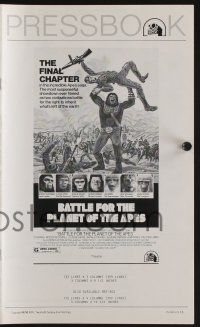5h476 BATTLE FOR THE PLANET OF THE APES pressbook '73 great artwork of war between apes & humans!