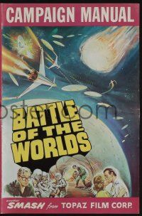 5h478 BATTLE OF THE WORLDS pressbook '63 cool sci-fi, flying saucers from a hostile enemy planet!