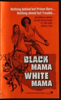 5h491 BLACK MAMA WHITE MAMA pressbook '72 wacky sexy art of two barely dressed chicks w/chains!