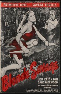 5h498 BLONDE SAVAGE pressbook '47 Leif Erickson finds sexy Amazon Gale Sherwood in African jungle!