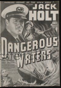 5h558 DANGEROUS WATERS pressbook '35 Jack Holt, Robert Armstrong, drama of the open seas!