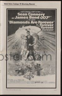 5h576 DIAMONDS ARE FOREVER pressbook '71 art of Sean Connery as James Bond by Robert McGinnis!