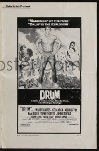 5h590 DRUM pressbook '76 artwork of toughest Ken Norton, blaxploitation!
