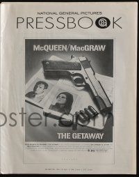 5h635 GETAWAY pressbook '72 Steve McQueen, Ali McGraw, Sam Peckinpah, cool gun & passports image!