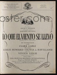5h649 GONE WITH THE WIND Spanish/U.S. pressbook '39 Clark Gable, Vivien Leigh, all-time classic!