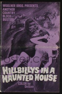 5h670 HILLBILLYS IN A HAUNTED HOUSE pressbook '67 country music, art of wacky ape & sexy girl!