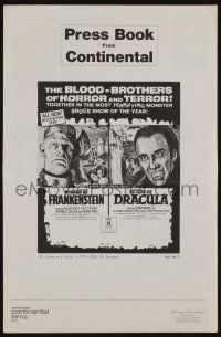 5h676 HORROR OF FRANKENSTEIN/SCARS OF DRACULA pressbook '71 brothers of horror & terror!