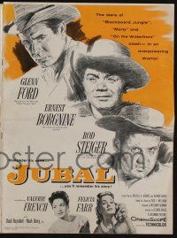 5h717 JUBAL pressbook '56 cowboys Glenn Ford, Ernest Borgnine & Rod Steiger, sexy French & Farr!