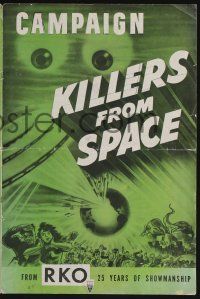 5h726 KILLERS FROM SPACE pressbook '54 bulb-eyed men invade Earth from flying saucers, cool art!